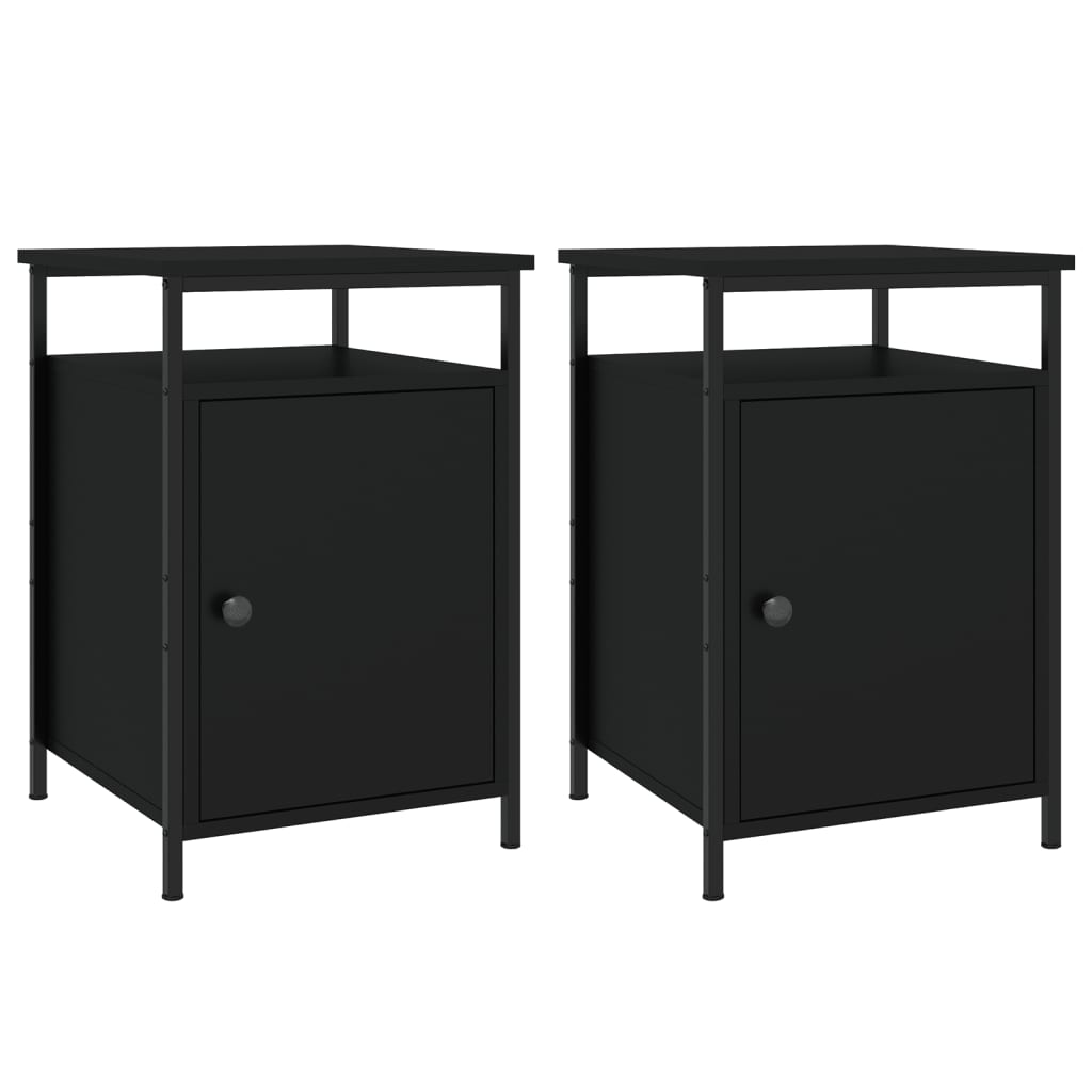 vidaXL Noptiere, 2 buc., negru, 40x42x60 cm, lemn prelucrat vidaXL Noptiere, 2 buc., negru, 40x42x60 cm, lemn prelucrat