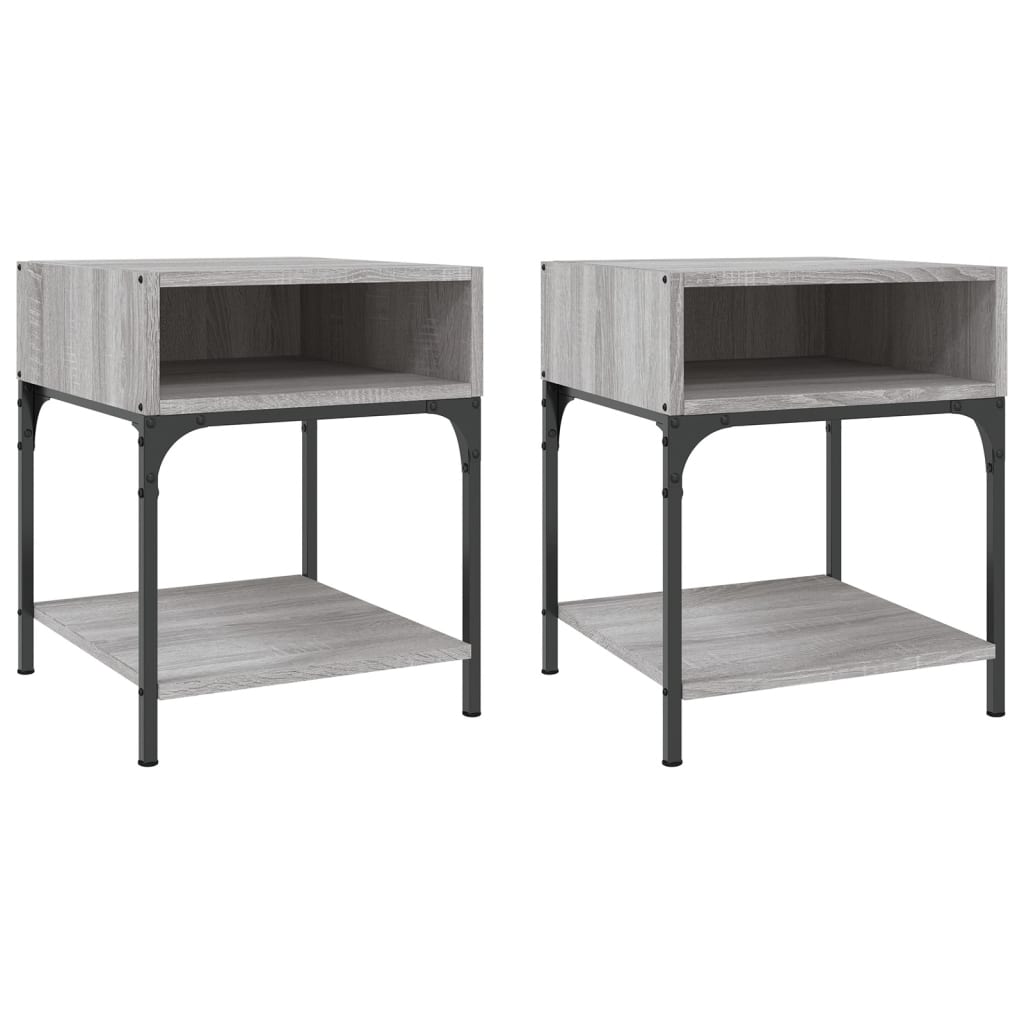 vidaXL Noptiere, 2 buc., gri sonoma, 40x41x50 cm, lemn compozit vidaXL Noptiere, 2 buc., gri sonoma, 40x41x50 cm, lemn compozit