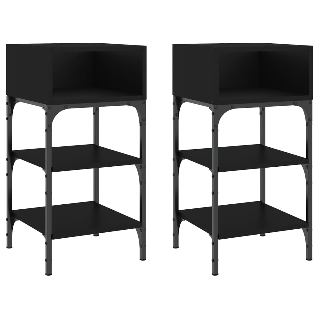 vidaXL Noptiere, 2 buc., negru, 35x34,5x70 cm, lemn compozit vidaXL Noptiere, 2 buc., negru, 35x34,5x70 cm, lemn compozit