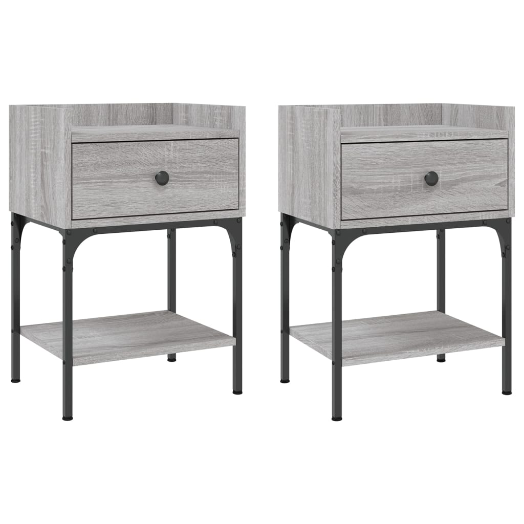 vidaXL Noptiere, 2 buc., gri sonoma, 40,5x31x60 cm, lemn compozit vidaXL Noptiere, 2 buc., gri sonoma, 40,5x31x60 cm, lemn compozit