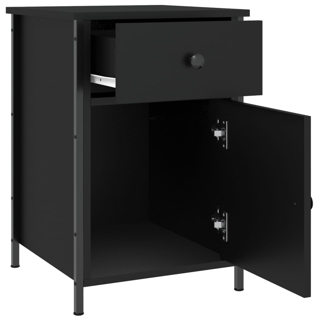 vidaXL Noptiere, 2 buc., negru, 40x42x60 cm, lemn prelucrat vidaXL Noptiere, 2 buc., negru, 40x42x60 cm, lemn prelucrat