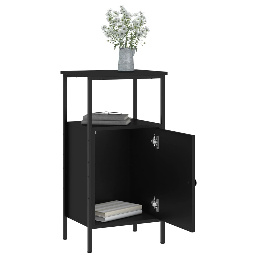vidaXL Noptiere, 2 buc., negru, 41x31x80 cm, lemn prelucrat