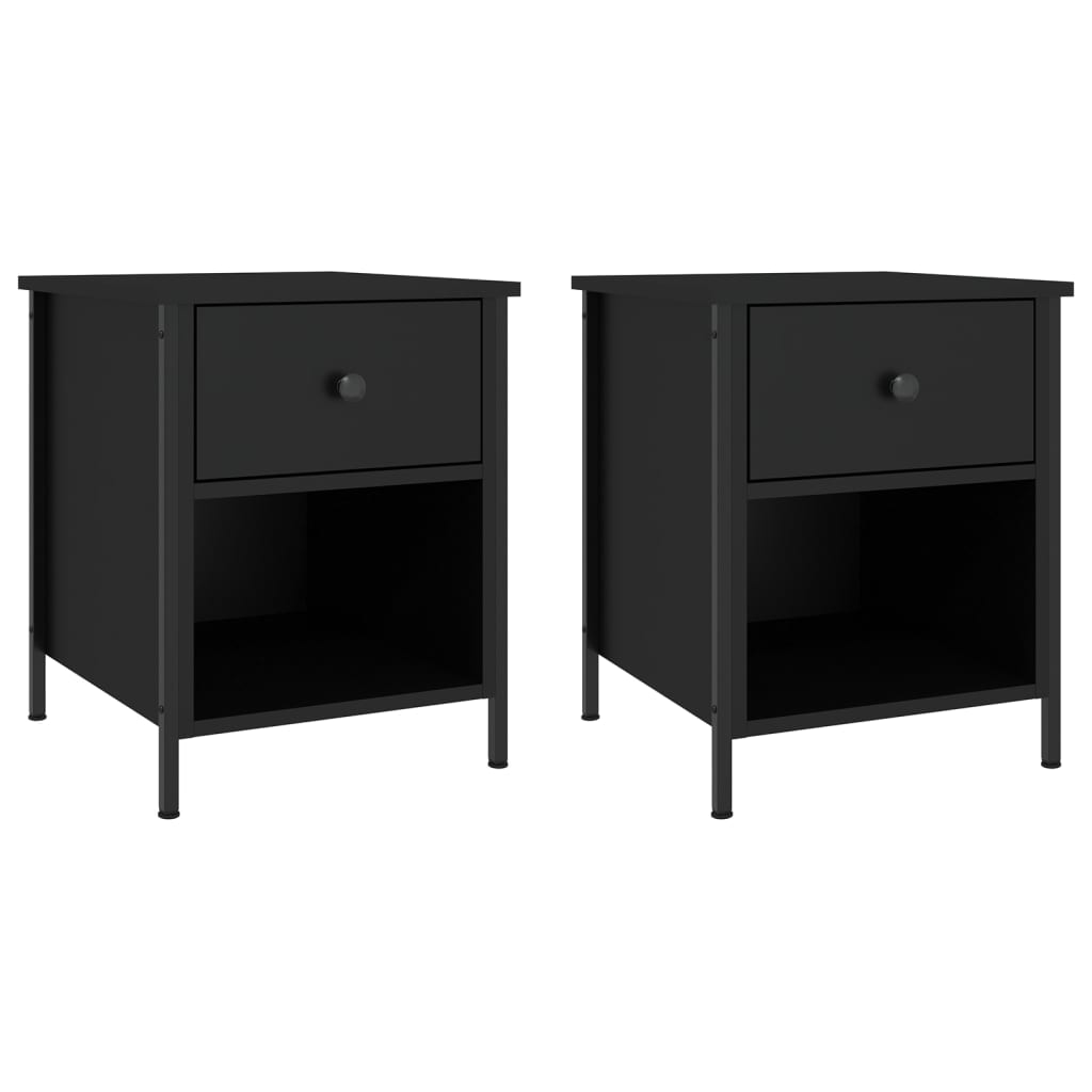 vidaXL Noptiere, 2 buc., negru, 40x42x50 cm, lemn compozit