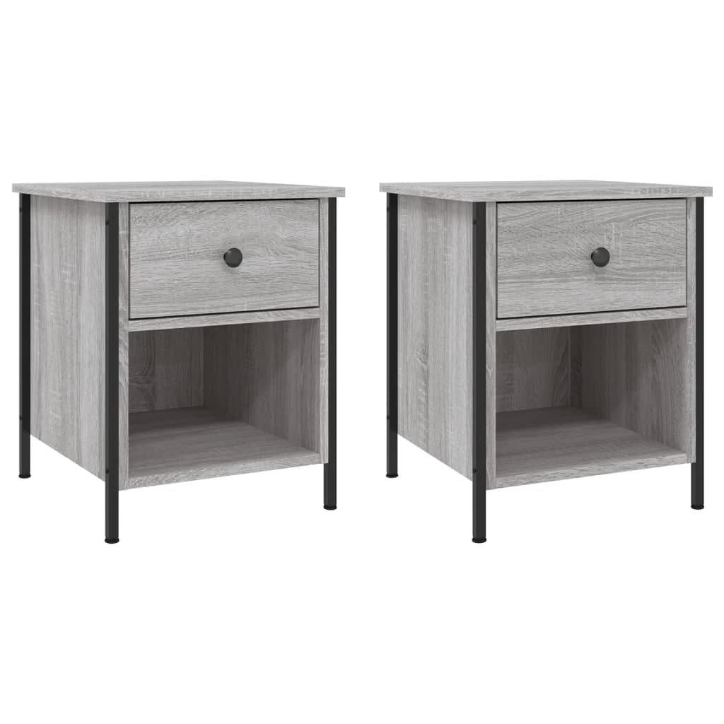 vidaXL Noptiere, 2 buc., gri sonoma, 40x42x50 cm, lemn compozit vidaXL Noptiere, 2 buc., gri sonoma, 40x42x50 cm, lemn compozit