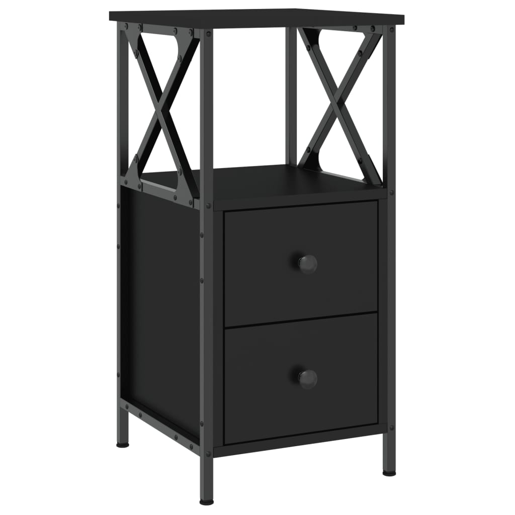 vidaXL Noptieră, negru, 34x35,5x70 cm, lemn compozit vidaXL Noptieră, negru, 34x35,5x70 cm, lemn compozit