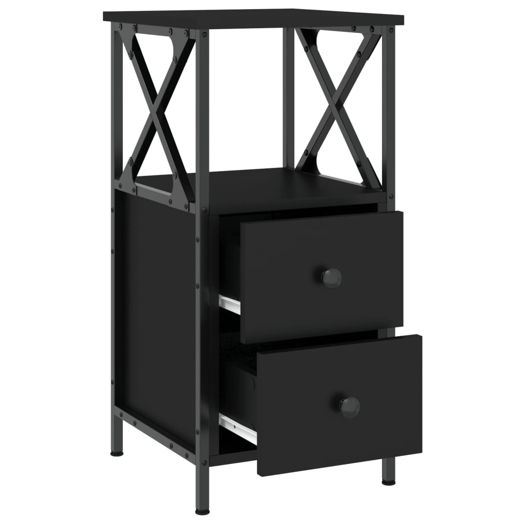 vidaXL Noptieră, negru, 34x35,5x70 cm, lemn compozit vidaXL Noptieră, negru, 34x35,5x70 cm, lemn compozit