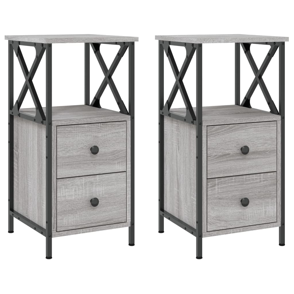 vidaXL Noptiere, 2 buc., gri sonoma, 34x35,5x70 cm, lemn compozit vidaXL Noptiere, 2 buc., gri sonoma, 34x35,5x70 cm, lemn compozit