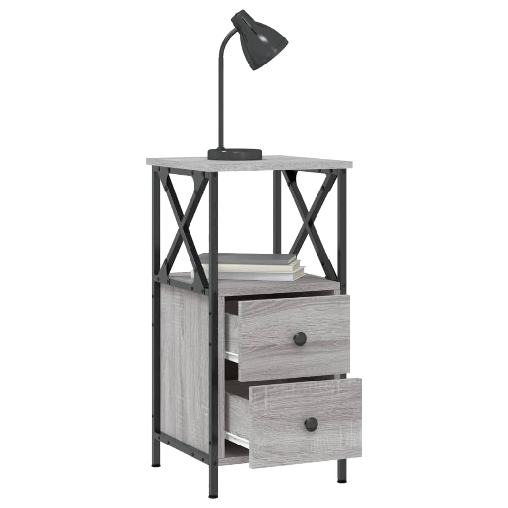 vidaXL Noptiere, 2 buc., gri sonoma, 34x35,5x70 cm, lemn compozit vidaXL Noptiere, 2 buc., gri sonoma, 34x35,5x70 cm, lemn compozit
