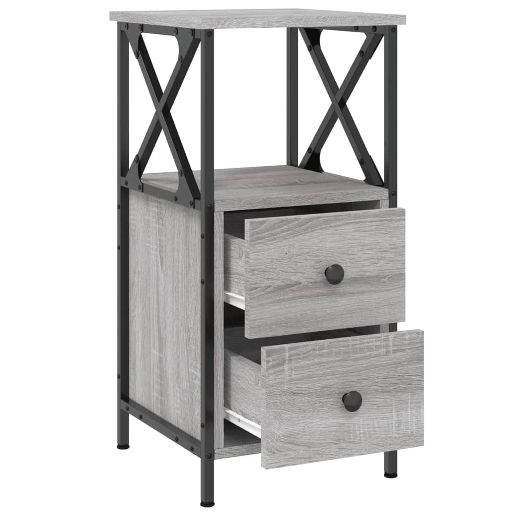 vidaXL Noptiere, 2 buc., gri sonoma, 34x35,5x70 cm, lemn compozit vidaXL Noptiere, 2 buc., gri sonoma, 34x35,5x70 cm, lemn compozit