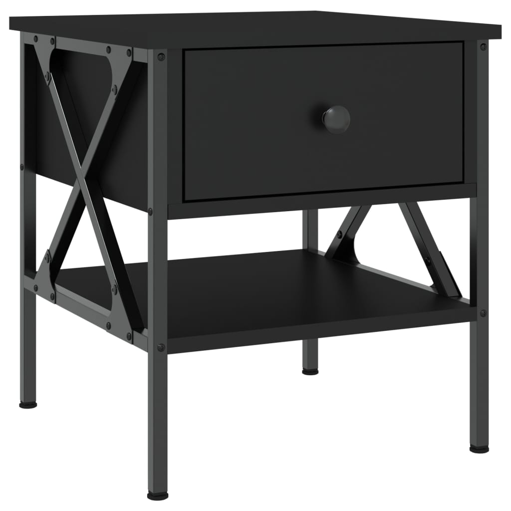 vidaXL Noptiere, 2 buc., negru, 40x42x45 cm, lemn compozit vidaXL Noptiere, 2 buc., negru, 40x42x45 cm, lemn compozit
