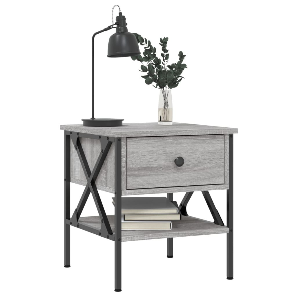 vidaXL Noptiere, 2 buc., gri sonoma, 40x42x45 cm, lemn compozit vidaXL Noptiere, 2 buc., gri sonoma, 40x42x45 cm, lemn compozit