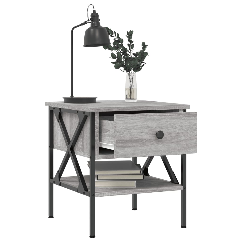 vidaXL Noptiere, 2 buc., gri sonoma, 40x42x45 cm, lemn compozit vidaXL Noptiere, 2 buc., gri sonoma, 40x42x45 cm, lemn compozit
