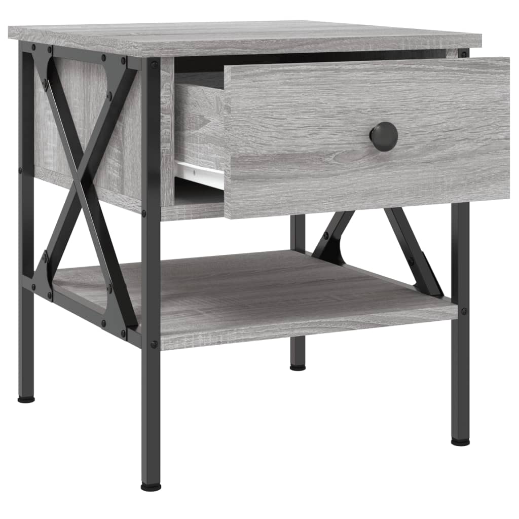 vidaXL Noptiere, 2 buc., gri sonoma, 40x42x45 cm, lemn compozit vidaXL Noptiere, 2 buc., gri sonoma, 40x42x45 cm, lemn compozit