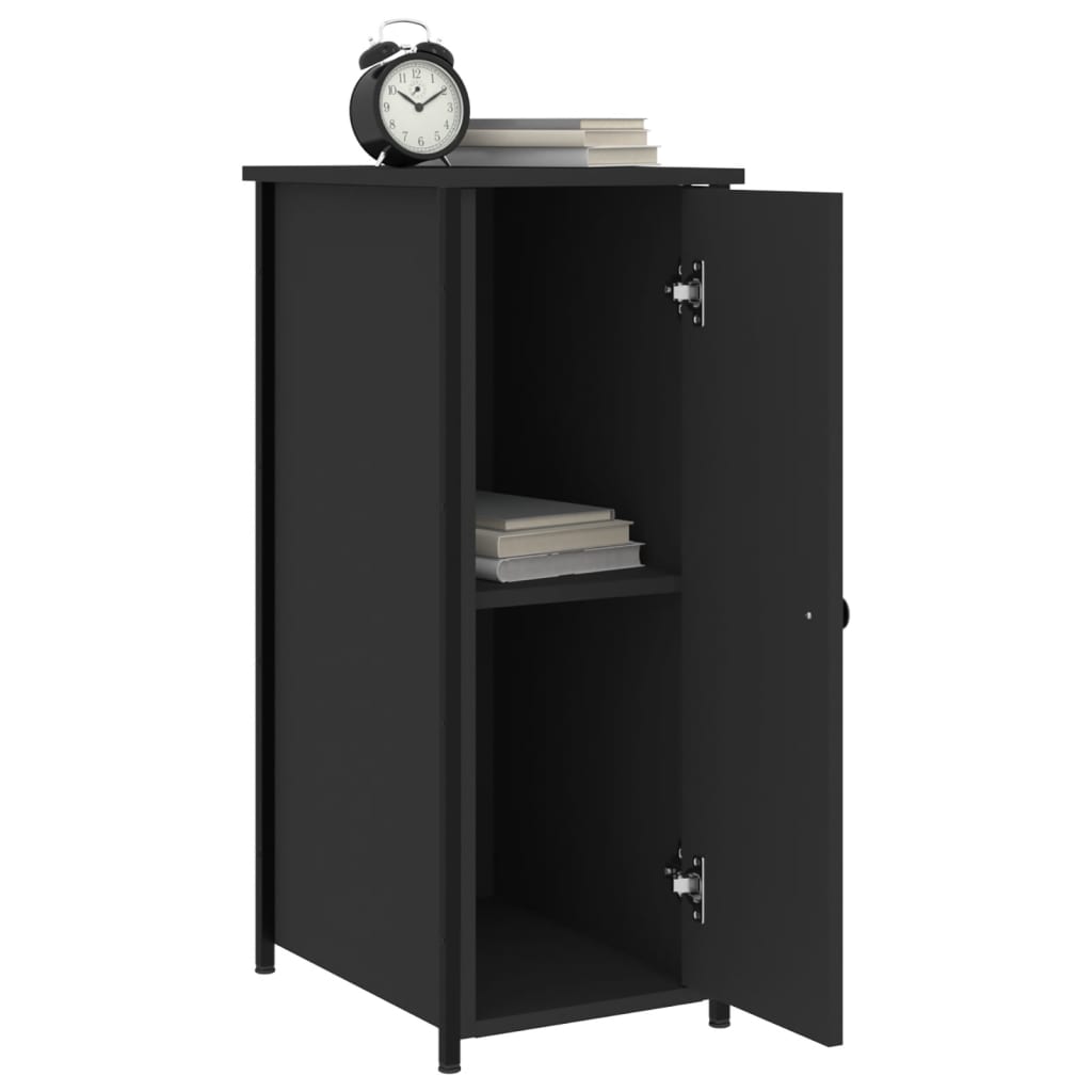 vidaXL Noptiere, 2 buc., negru, 32x42x80 cm, lemn compozit vidaXL Noptiere, 2 buc., negru, 32x42x80 cm, lemn compozit