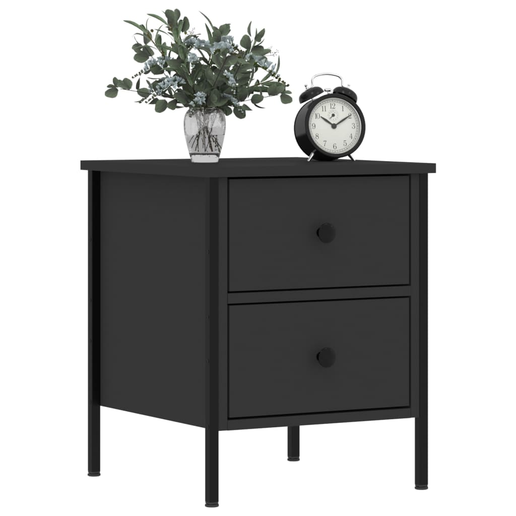 vidaXL Noptiere, 2 buc., negru, 40x42x50 cm, lemn compozit vidaXL Noptiere, 2 buc., negru, 40x42x50 cm, lemn compozit