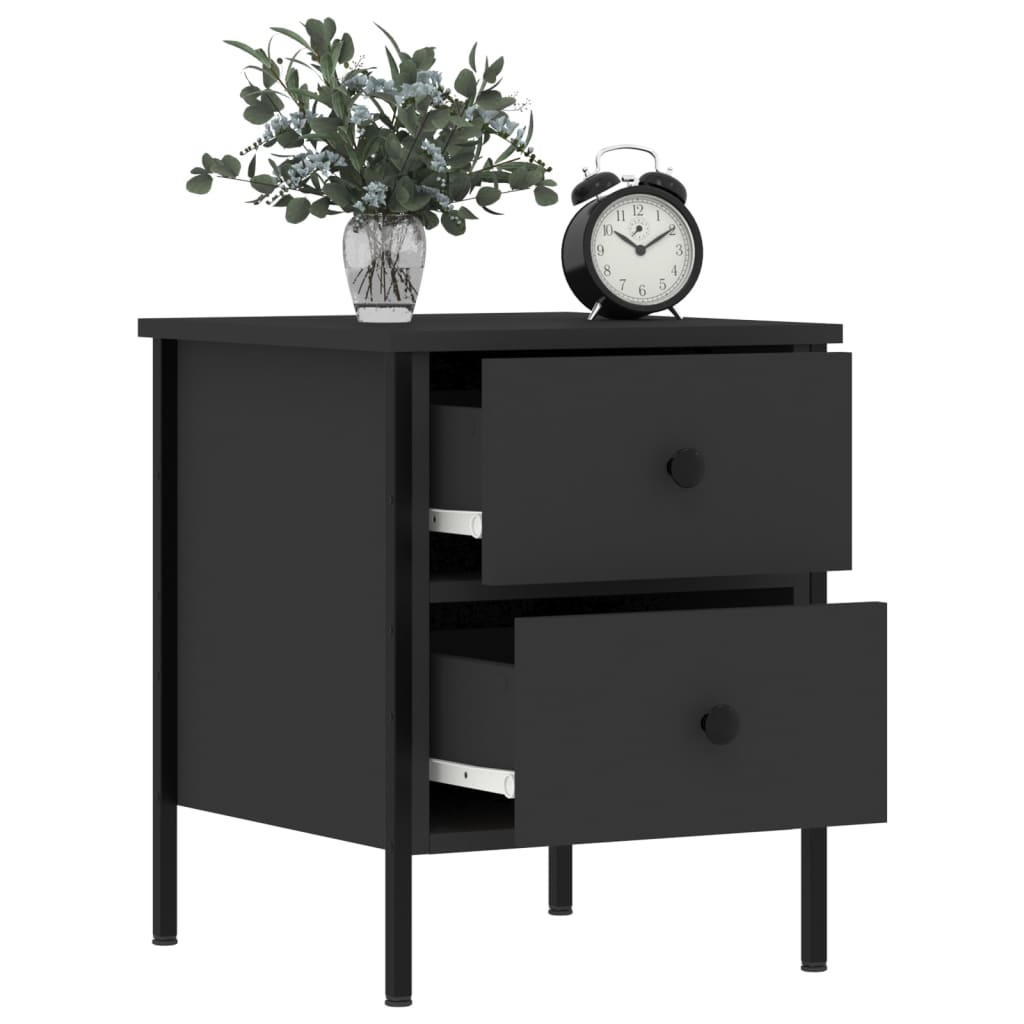 vidaXL Noptiere, 2 buc., negru, 40x42x50 cm, lemn compozit vidaXL Noptiere, 2 buc., negru, 40x42x50 cm, lemn compozit