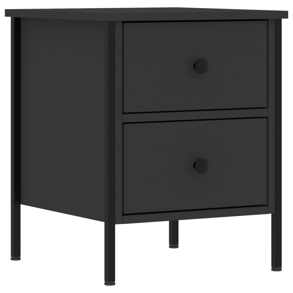vidaXL Noptiere, 2 buc., negru, 40x42x50 cm, lemn compozit vidaXL Noptiere, 2 buc., negru, 40x42x50 cm, lemn compozit