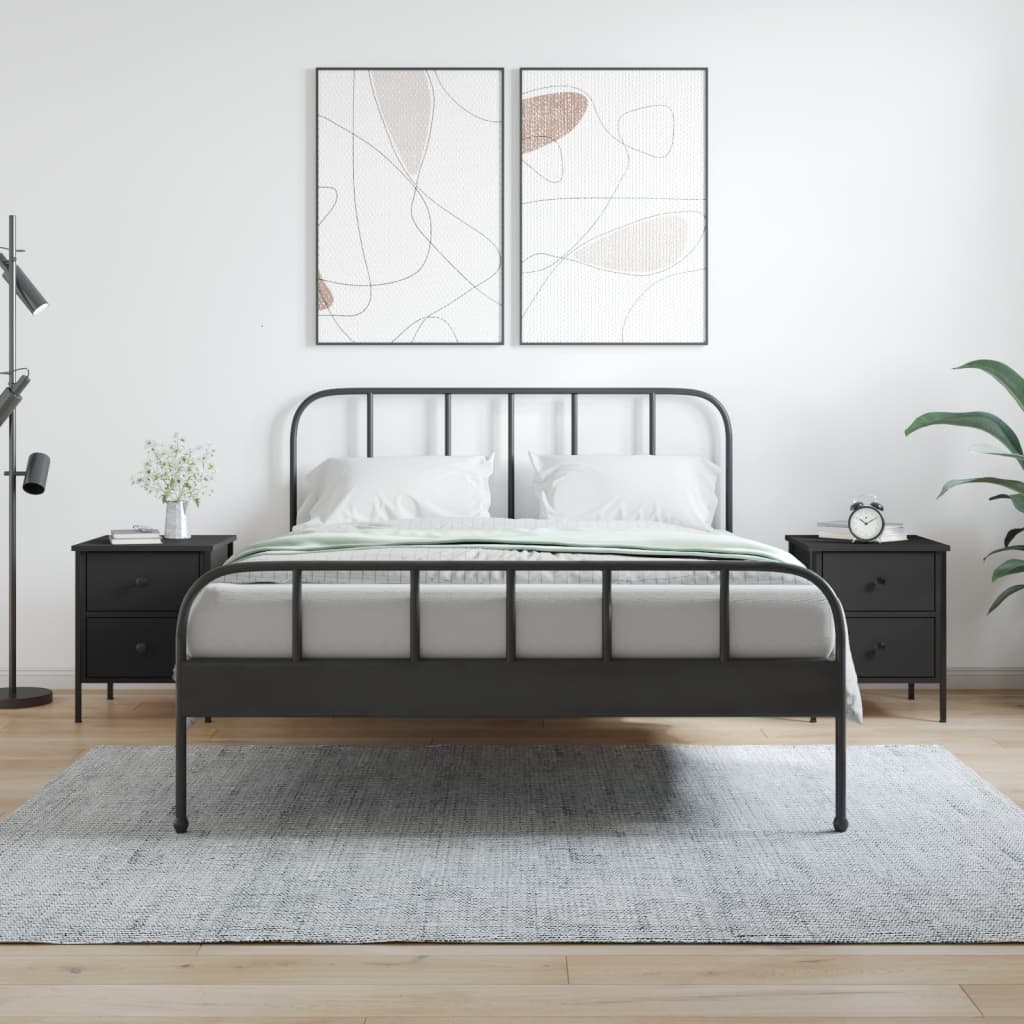 vidaXL Noptiere, 2 buc., negru, 40x42x50 cm, lemn compozit vidaXL Noptiere, 2 buc., negru, 40x42x50 cm, lemn compozit