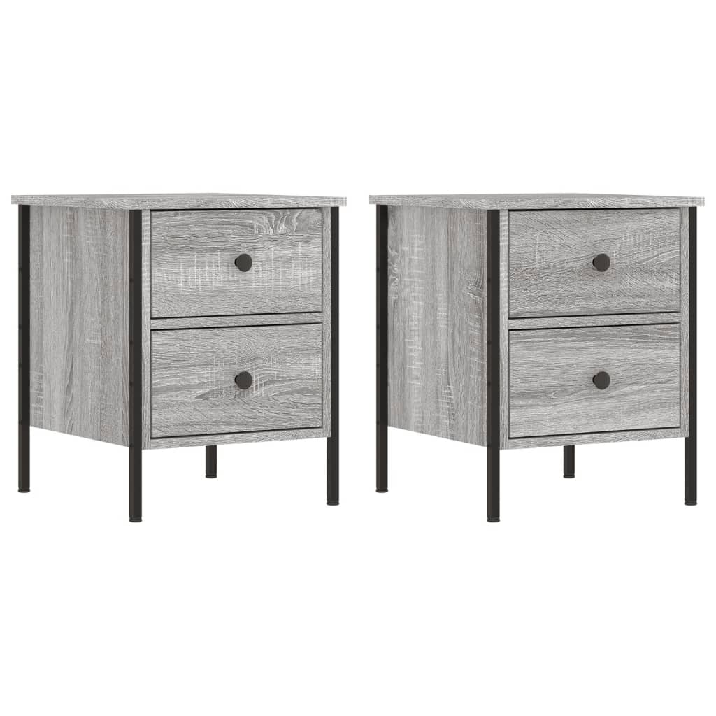 vidaXL Noptiere, 2 buc., gri sonoma, 40x42x50 cm, lemn compozit vidaXL Noptiere, 2 buc., gri sonoma, 40x42x50 cm, lemn compozit