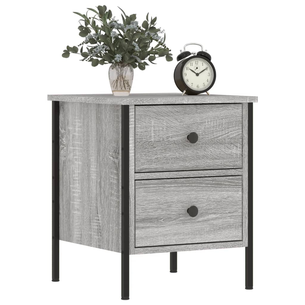 vidaXL Noptiere, 2 buc., gri sonoma, 40x42x50 cm, lemn compozit vidaXL Noptiere, 2 buc., gri sonoma, 40x42x50 cm, lemn compozit