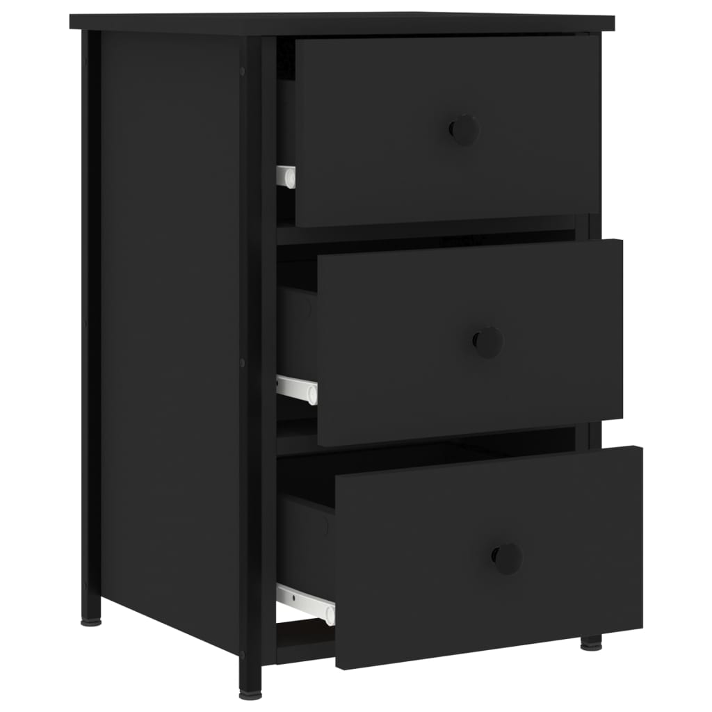 vidaXL Noptiere, 2 buc., negru, 40x36x60 cm, lemn compozit vidaXL Noptiere, 2 buc., negru, 40x36x60 cm, lemn compozit