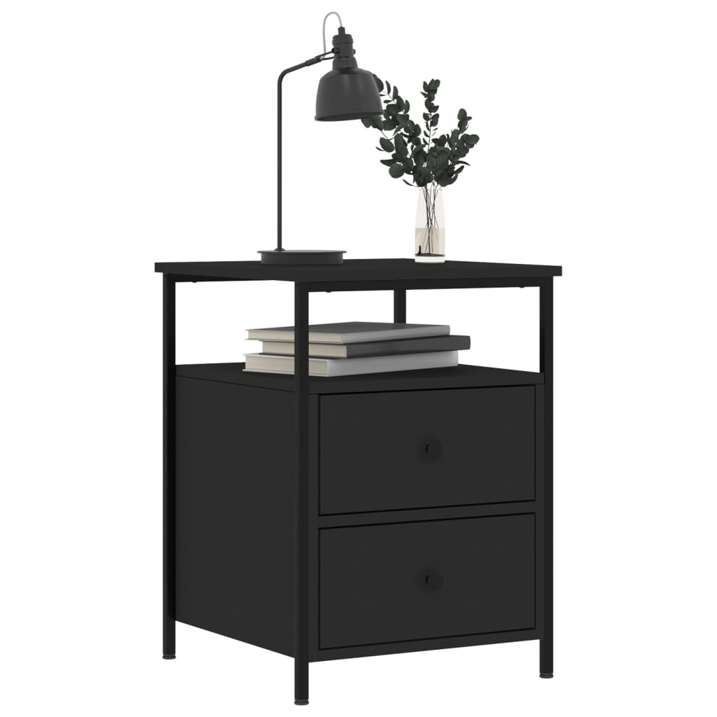 vidaXL Noptiere, 2 buc., negru, 44x45x60 cm, lemn compozit