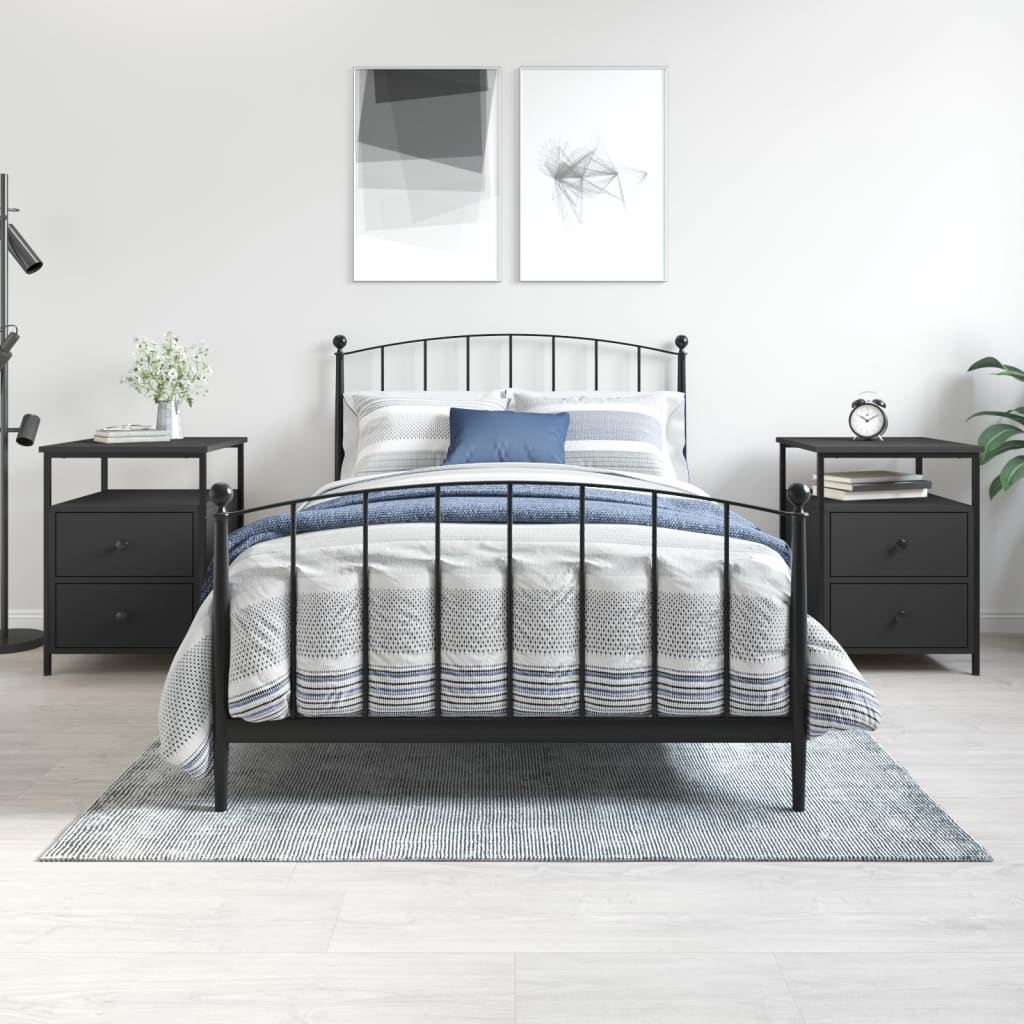 vidaXL Noptiere, 2 buc., negru, 44x45x60 cm, lemn compozit