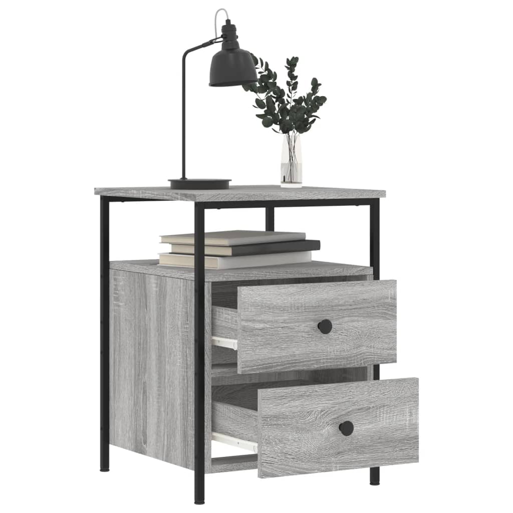 vidaXL Noptiere, 2 buc., gri sonoma, 44x45x60 cm, lemn compozit vidaXL Noptiere, 2 buc., gri sonoma, 44x45x60 cm, lemn compozit