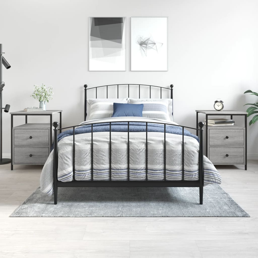 vidaXL Noptiere, 2 buc., gri sonoma, 44x45x60 cm, lemn compozit vidaXL Noptiere, 2 buc., gri sonoma, 44x45x60 cm, lemn compozit