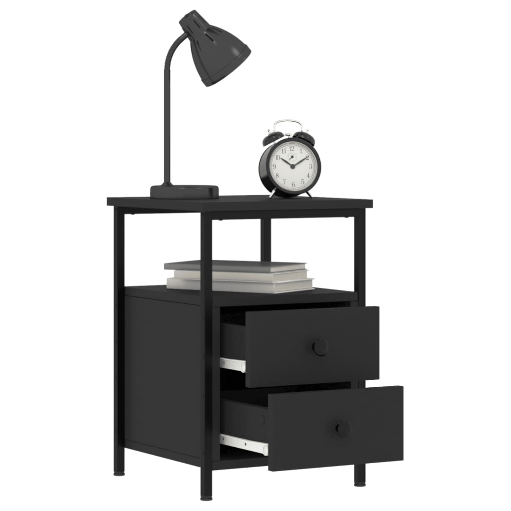 vidaXL Noptiere, 2 buc., negru, 34x35,5x50 cm, lemn compozit vidaXL Noptiere, 2 buc., negru, 34x35,5x50 cm, lemn compozit