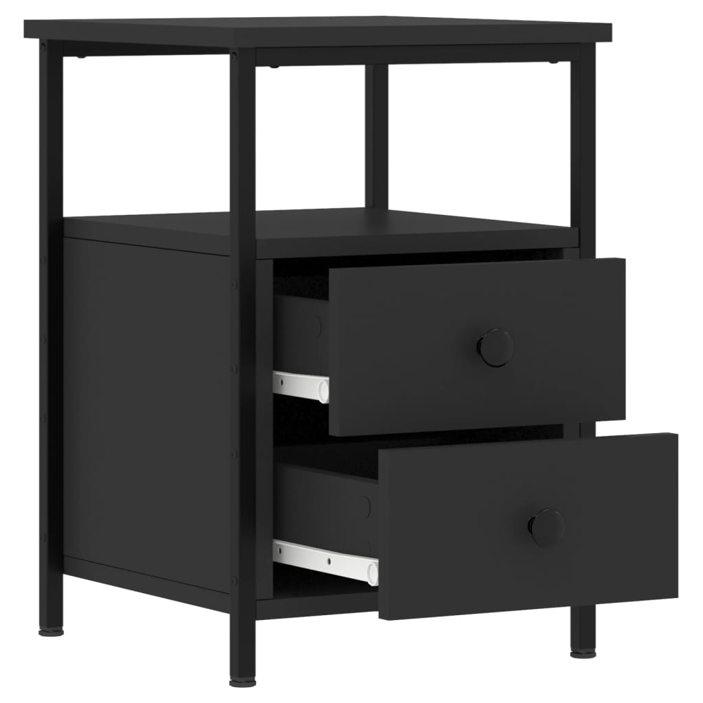 vidaXL Noptiere, 2 buc., negru, 34x35,5x50 cm, lemn compozit vidaXL Noptiere, 2 buc., negru, 34x35,5x50 cm, lemn compozit