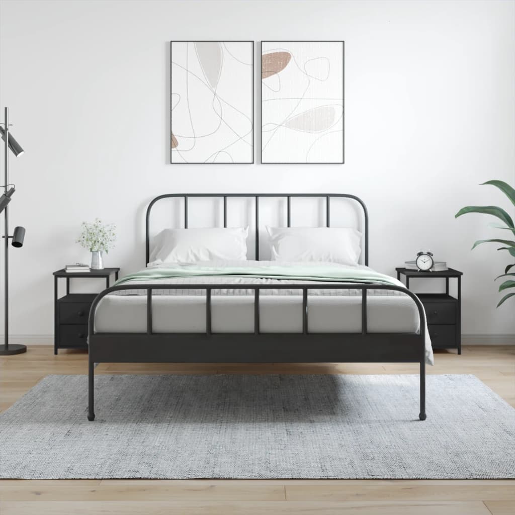 vidaXL Noptiere, 2 buc., negru, 34x35,5x50 cm, lemn compozit vidaXL Noptiere, 2 buc., negru, 34x35,5x50 cm, lemn compozit