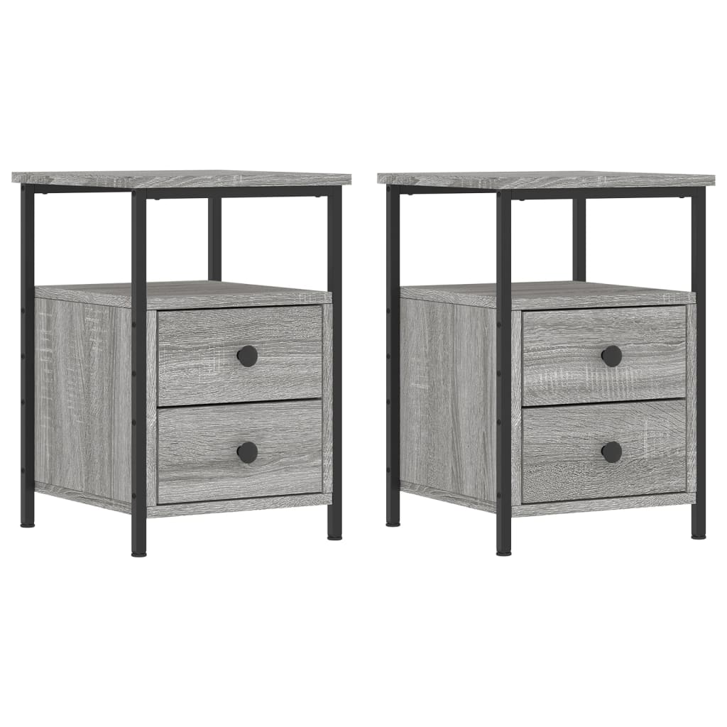 vidaXL Noptiere, 2 buc., gri sonoma, 34x35,5x50 cm, lemn compozit vidaXL Noptiere, 2 buc., gri sonoma, 34x35,5x50 cm, lemn compozit
