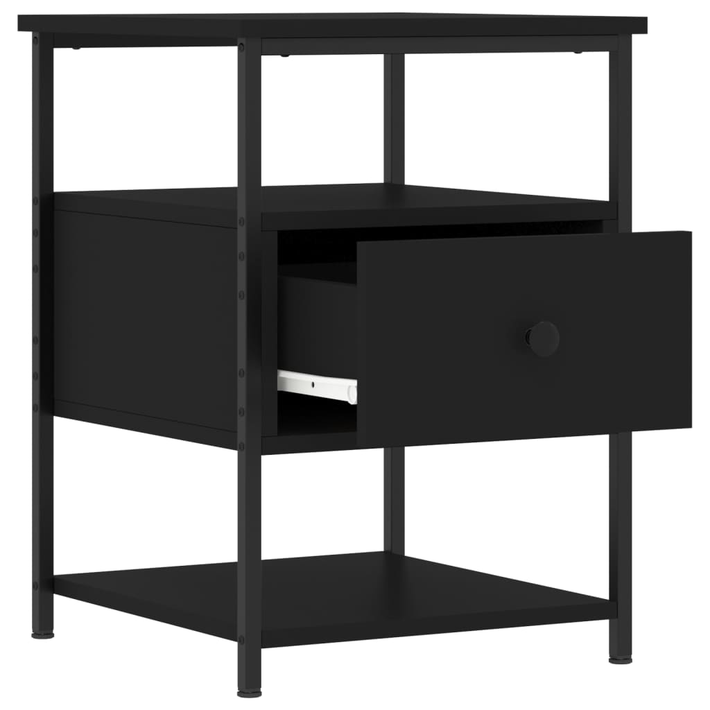 vidaXL Noptiere, 2 buc., negru, 40x42x56 cm, lemn compozit