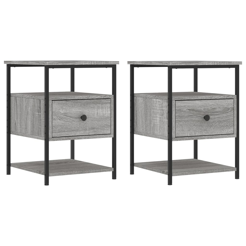 vidaXL Noptiere, 2 buc., gri sonoma, 40x42x56 cm, lemn compozit vidaXL Noptiere, 2 buc., gri sonoma, 40x42x56 cm, lemn compozit