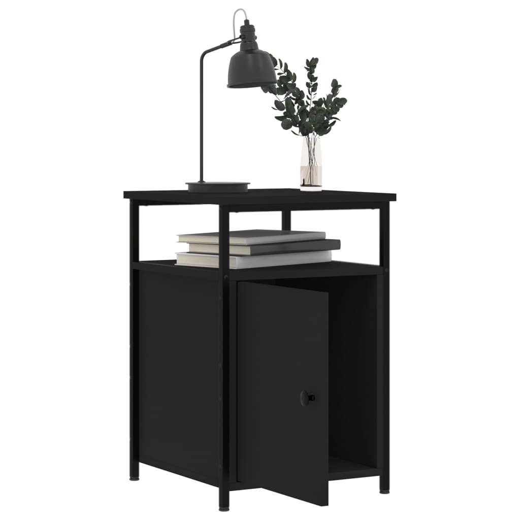 vidaXL Noptiere, 2 buc., negru, 40x42x60 cm, lemn prelucrat vidaXL Noptiere, 2 buc., negru, 40x42x60 cm, lemn prelucrat