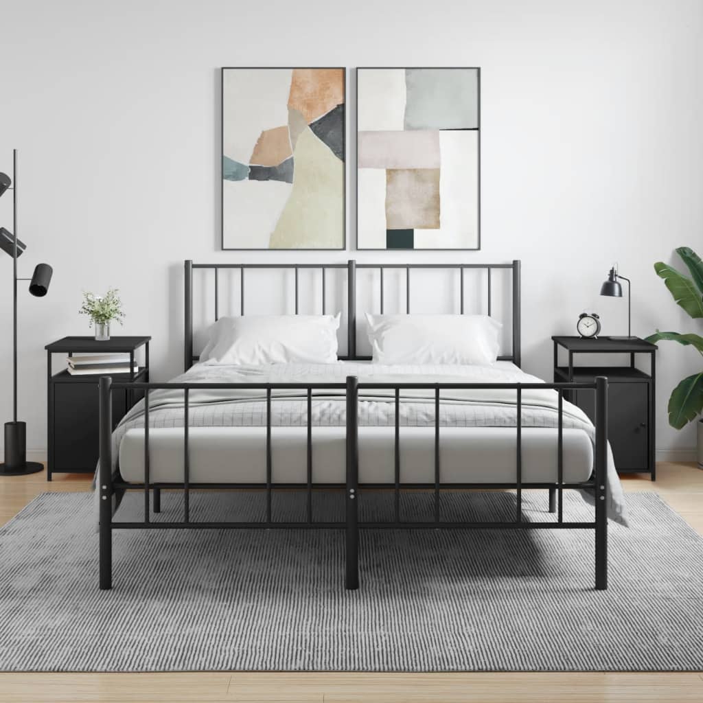 vidaXL Noptiere, 2 buc., negru, 40x42x60 cm, lemn prelucrat vidaXL Noptiere, 2 buc., negru, 40x42x60 cm, lemn prelucrat