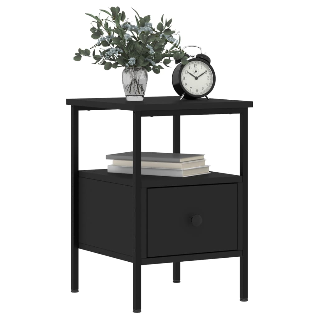 vidaXL Noptiere, 2 buc., negru, 34x36x50 cm, lemn compozit vidaXL Noptiere, 2 buc., negru, 34x36x50 cm, lemn compozit