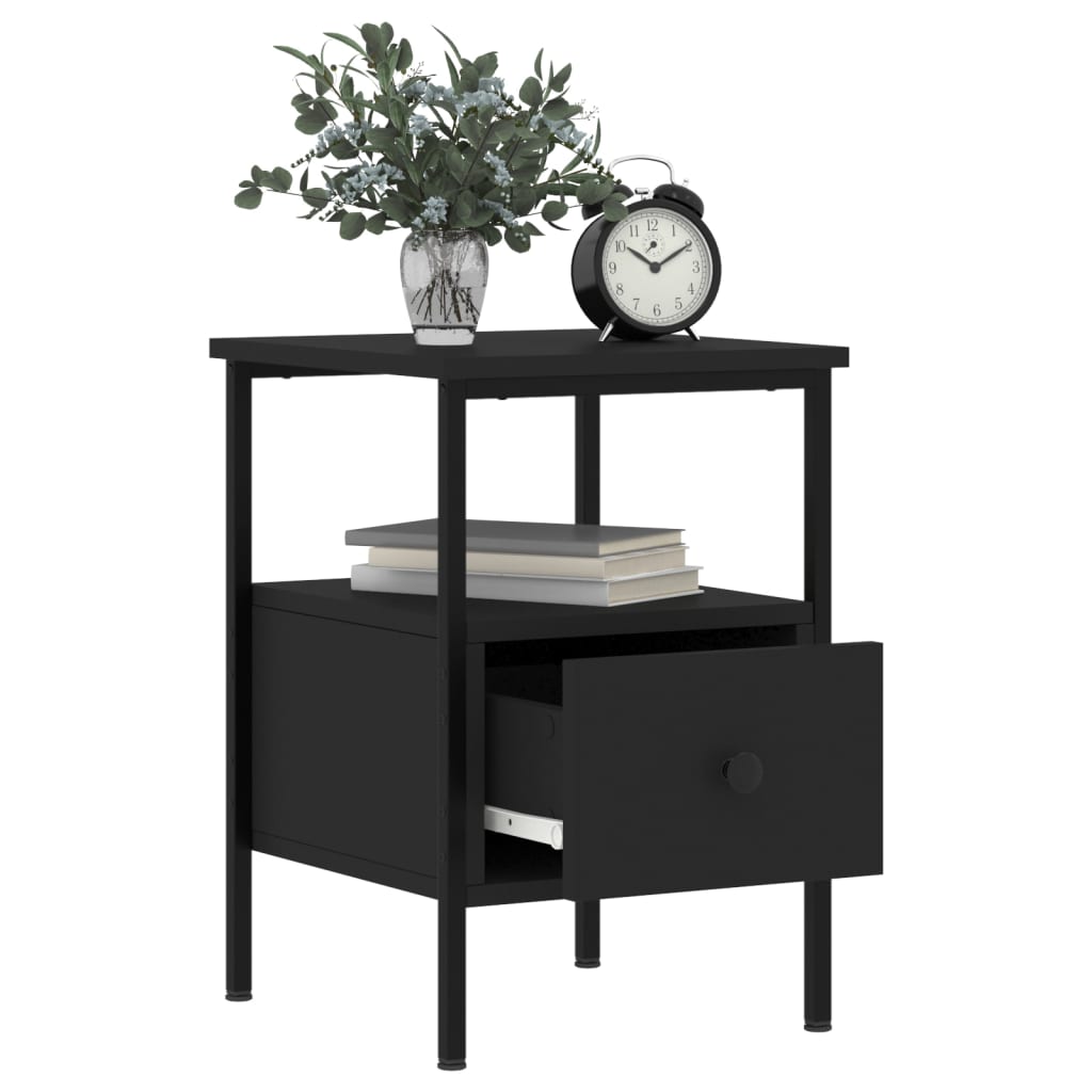 vidaXL Noptiere, 2 buc., negru, 34x36x50 cm, lemn compozit vidaXL Noptiere, 2 buc., negru, 34x36x50 cm, lemn compozit