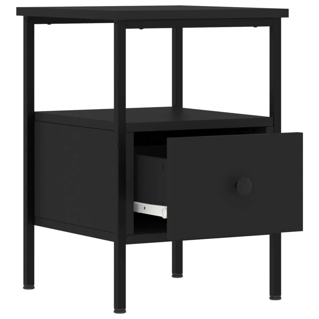 vidaXL Noptiere, 2 buc., negru, 34x36x50 cm, lemn compozit vidaXL Noptiere, 2 buc., negru, 34x36x50 cm, lemn compozit