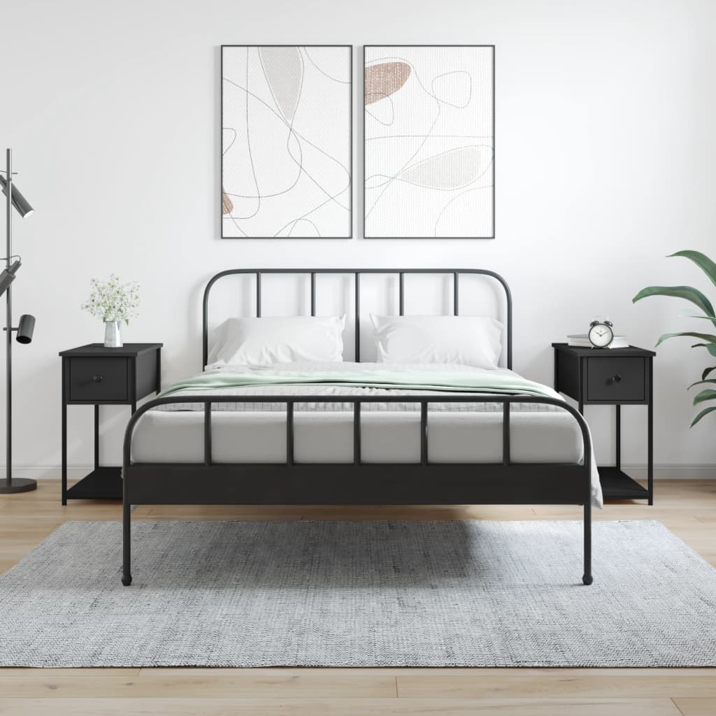 vidaXL Noptiere, 2 buc., negru, 30x60x60 cm, lemn prelucrat vidaXL Noptiere, 2 buc., negru, 30x60x60 cm, lemn prelucrat
