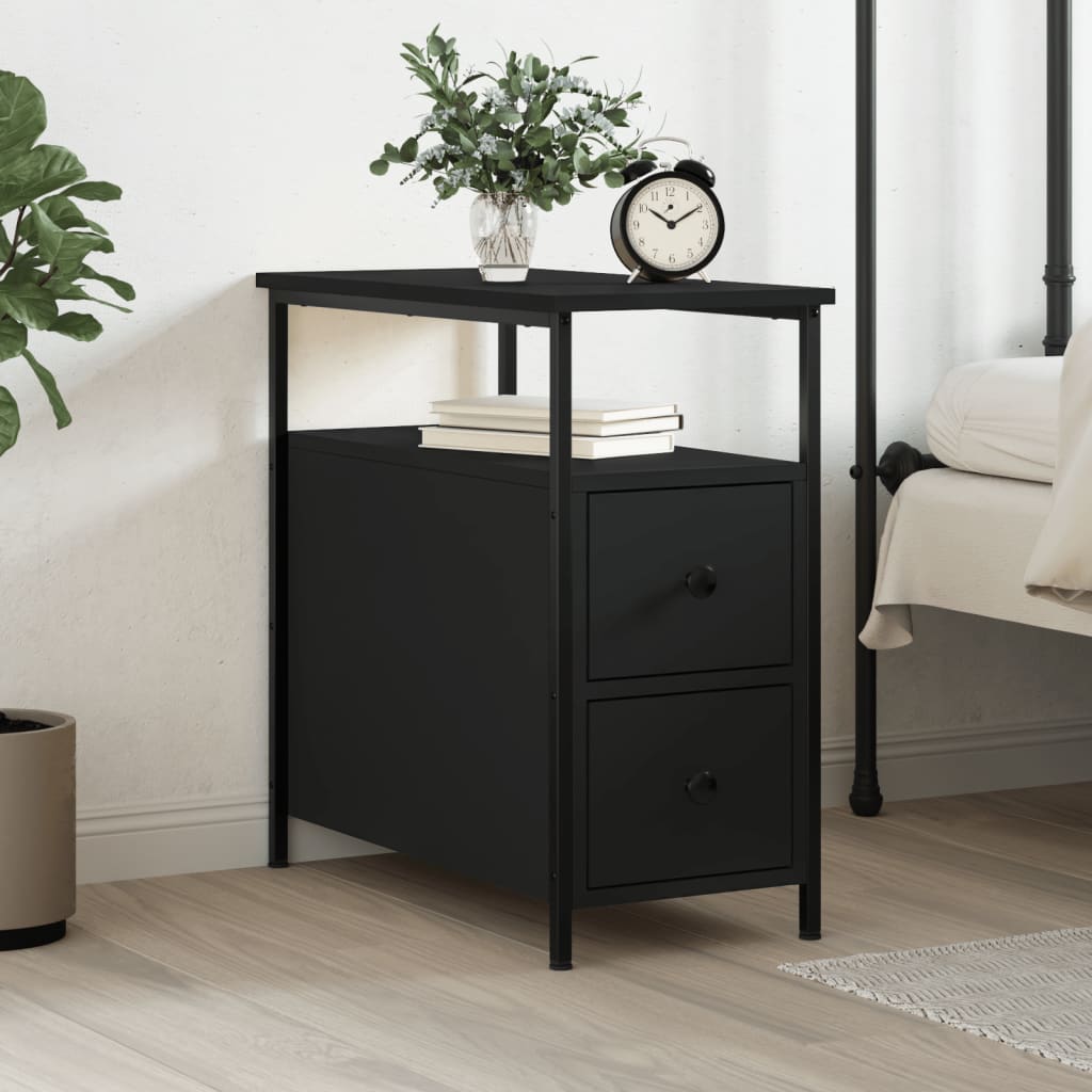 vidaXL Noptieră, negru, 30x60x60 cm, lemn prelucrat vidaXL Noptieră, negru, 30x60x60 cm, lemn prelucrat