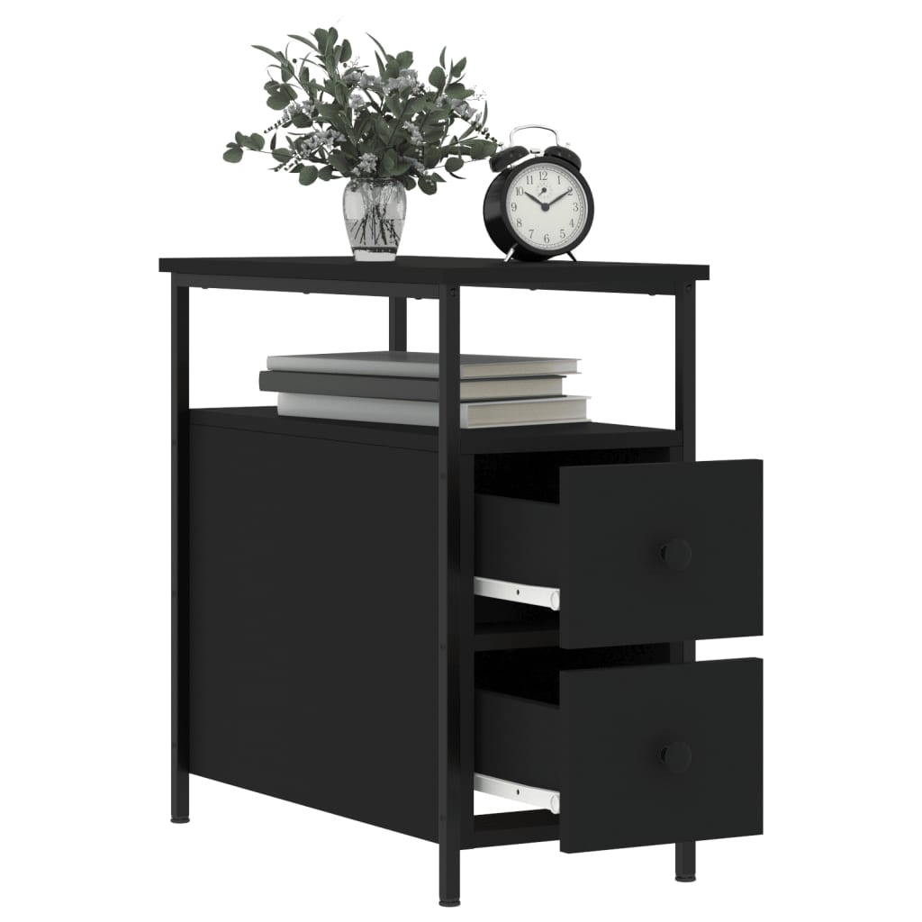 vidaXL Noptiere, 2 buc., negru, 30x60x60 cm, lemn prelucrat vidaXL Noptiere, 2 buc., negru, 30x60x60 cm, lemn prelucrat