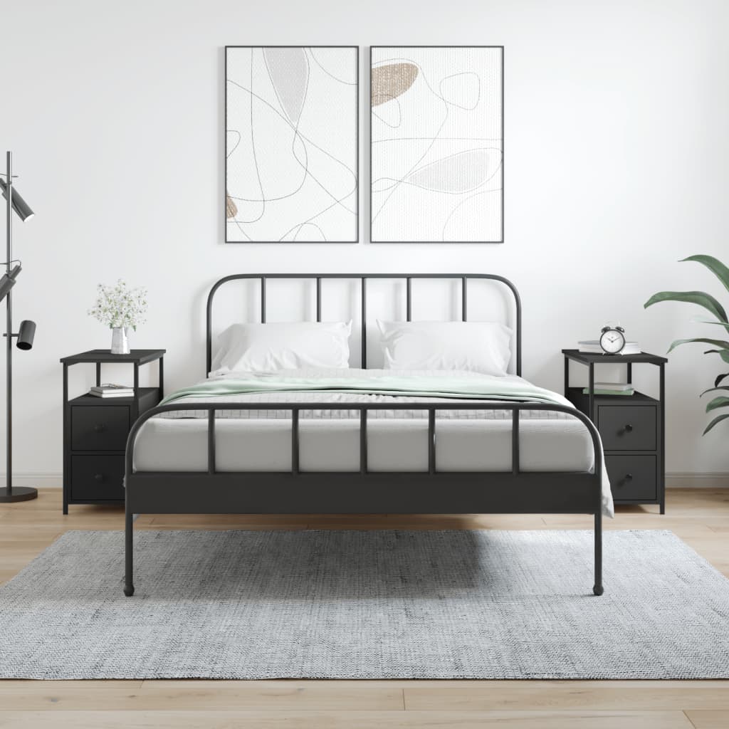 vidaXL Noptiere, 2 buc., negru, 30x60x60 cm, lemn prelucrat vidaXL Noptiere, 2 buc., negru, 30x60x60 cm, lemn prelucrat