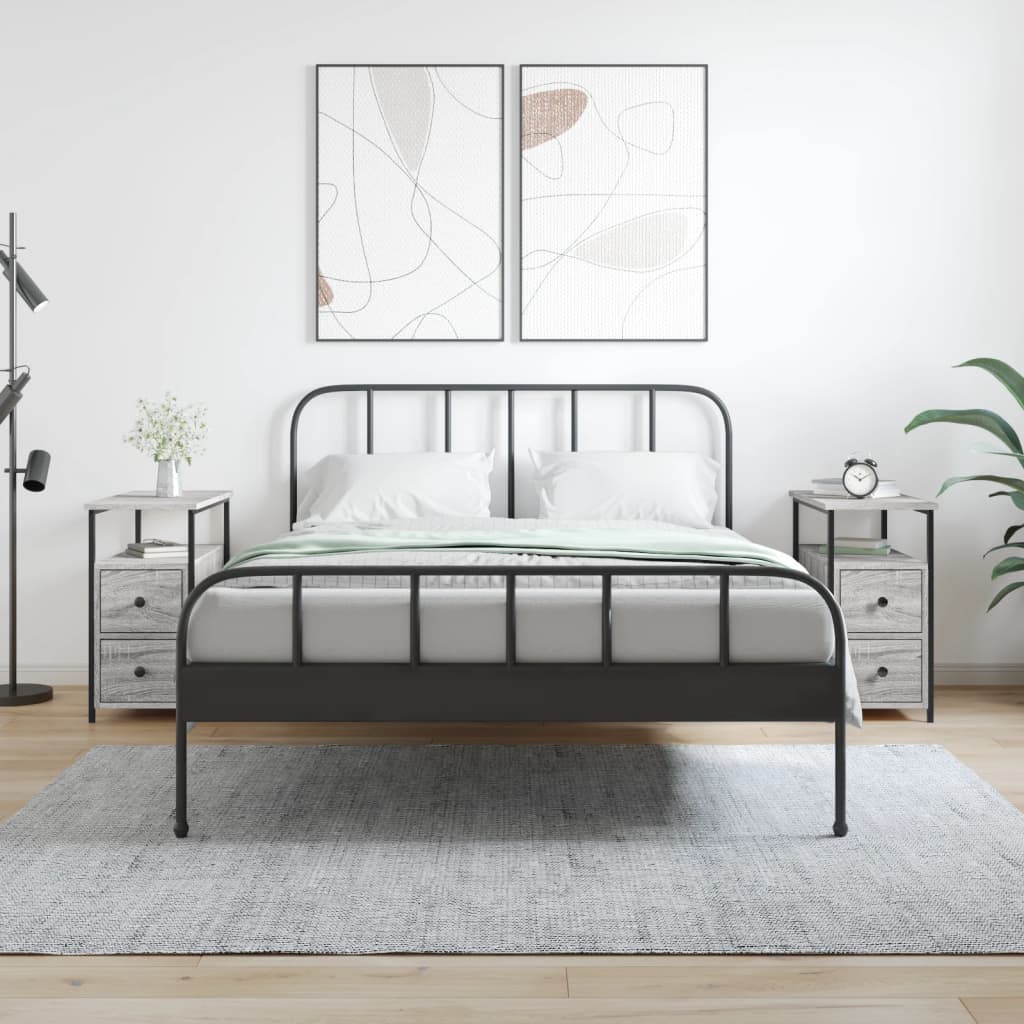 vidaXL Noptiere, 2 buc., gri sonoma, 30x60x60 cm, lemn compozit vidaXL Noptiere, 2 buc., gri sonoma, 30x60x60 cm, lemn compozit