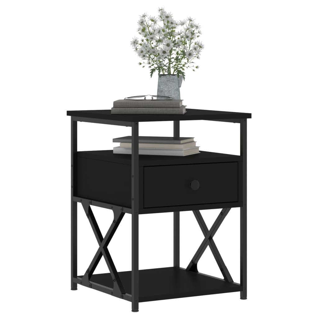 vidaXL Noptiere, 2 buc., negru, 40x42x55 cm, lemn prelucrat vidaXL Noptiere, 2 buc., negru, 40x42x55 cm, lemn prelucrat