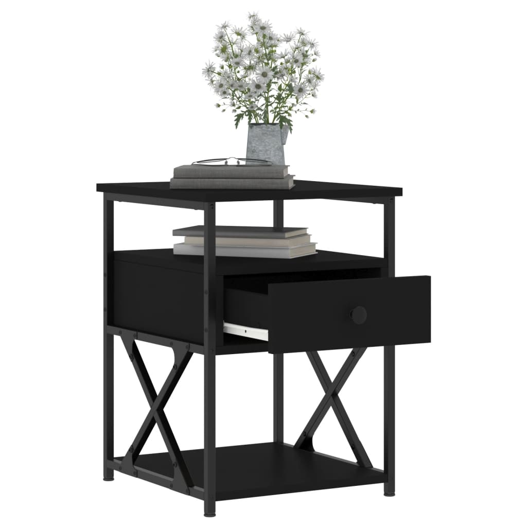 vidaXL Noptiere, 2 buc., negru, 40x42x55 cm, lemn prelucrat vidaXL Noptiere, 2 buc., negru, 40x42x55 cm, lemn prelucrat