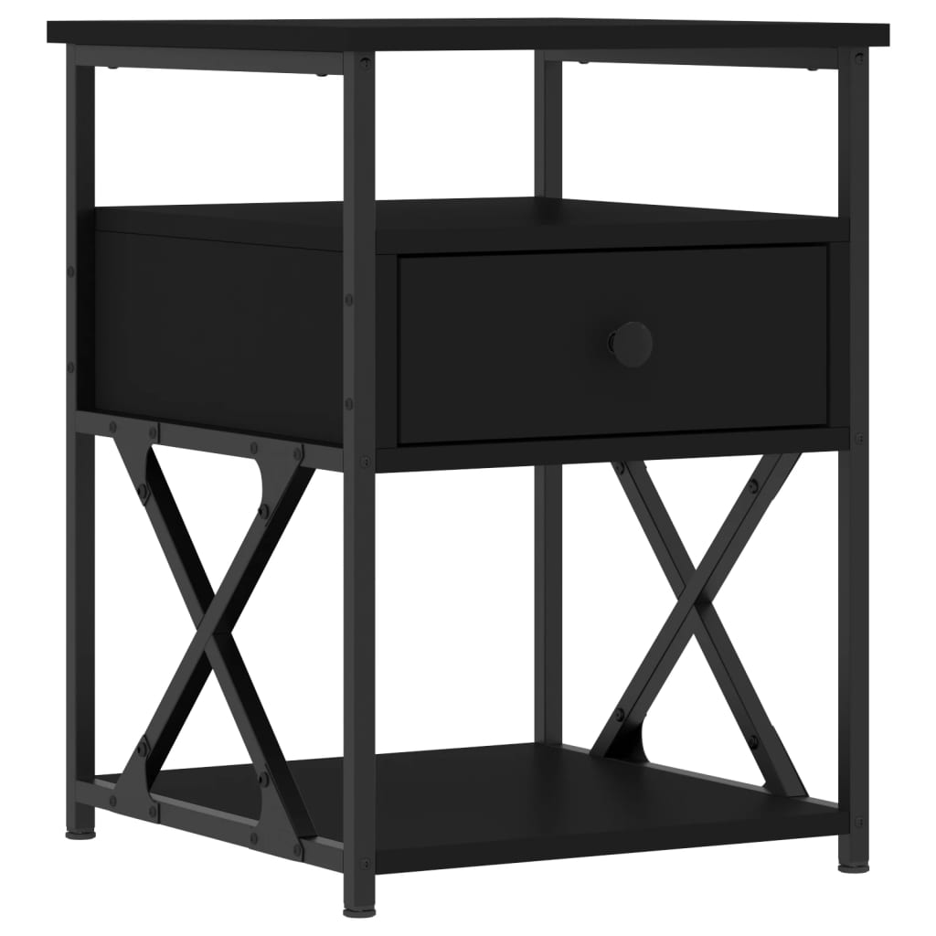 vidaXL Noptiere, 2 buc., negru, 40x42x55 cm, lemn prelucrat vidaXL Noptiere, 2 buc., negru, 40x42x55 cm, lemn prelucrat