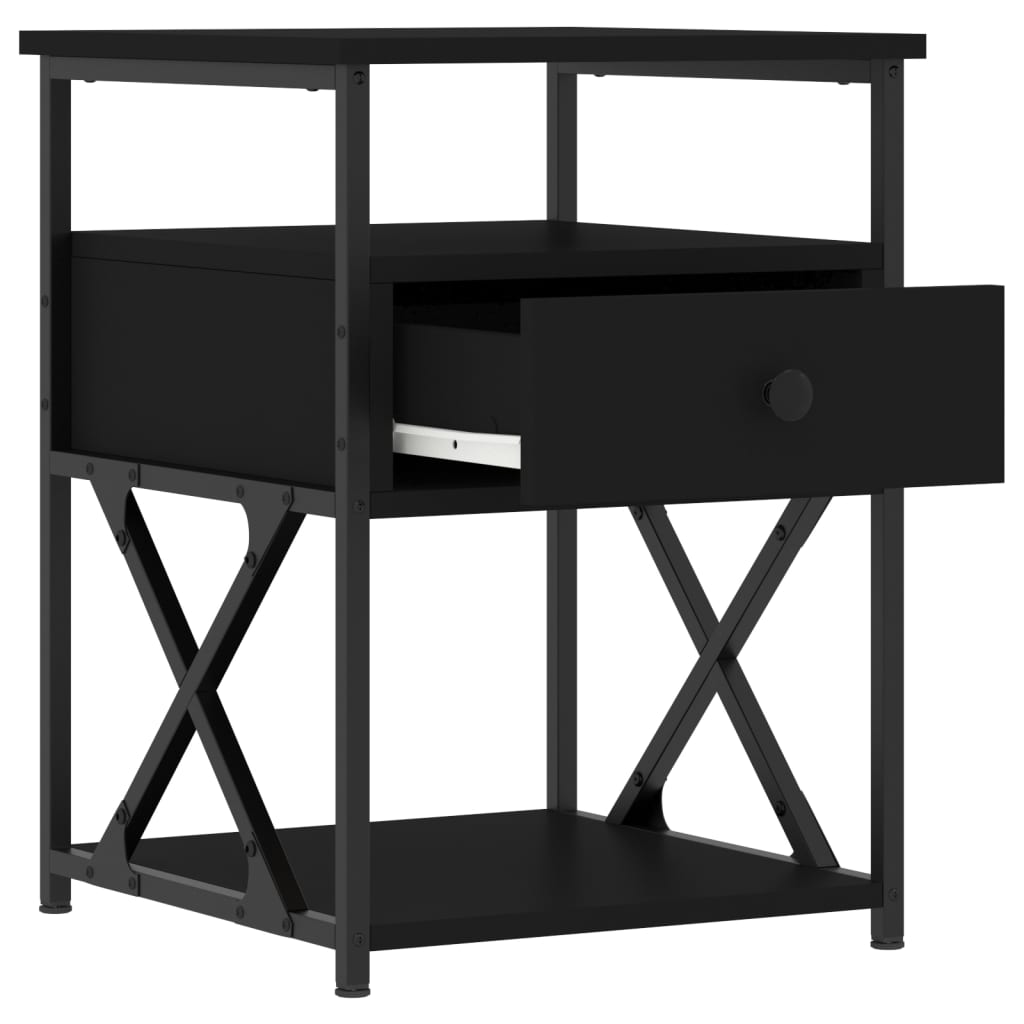 vidaXL Noptiere, 2 buc., negru, 40x42x55 cm, lemn prelucrat vidaXL Noptiere, 2 buc., negru, 40x42x55 cm, lemn prelucrat