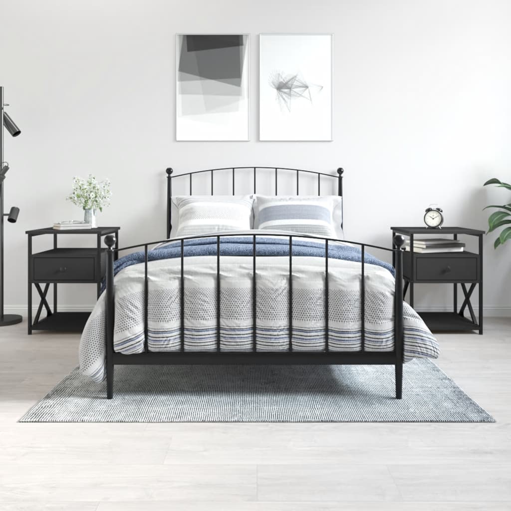 vidaXL Noptiere, 2 buc., negru, 40x42x55 cm, lemn prelucrat vidaXL Noptiere, 2 buc., negru, 40x42x55 cm, lemn prelucrat